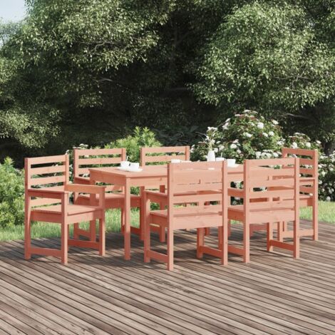 Juego de comedor para jardín 7 pzas madera maciza abeto Douglas - Mesa ...