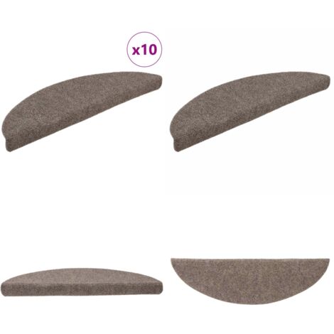 Felpudos autoadhesivos para escaleras, 10 unidades, 56 x 17 x 3 cm, beige, semicirculares - Tapetes para escaleras - Alfombra antideslizante