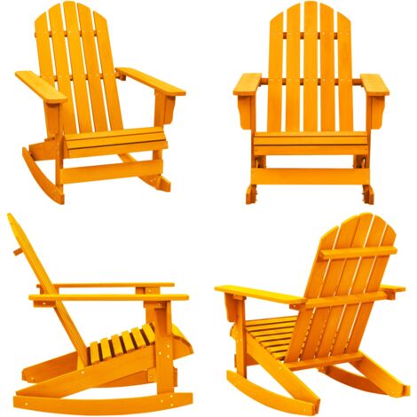 Silla mecedora de jardín Adirondack madera maciza abeto naranja - Mecedora de madera - Silla Adirondack