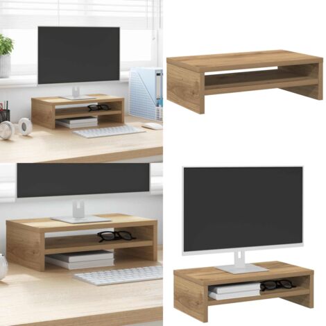 Soporte mesa pantalla madera ingeniería roble 42x24x13 cm - Soporte de monitor - Soporte de tv