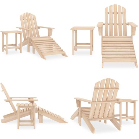 Silla Adirondack de jardín con otomana y mesa macizo abeto rosa - Silla Adirondack - Otomana