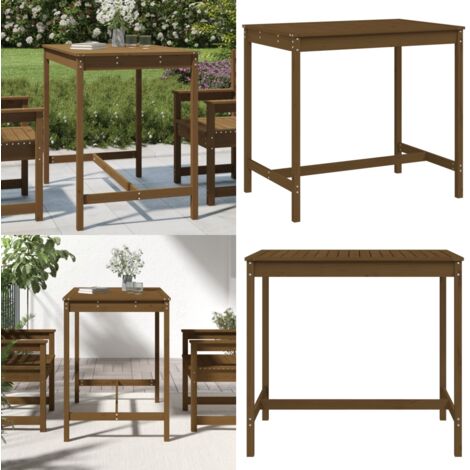 Mesa de jardín madera maciza pino marrón miel 121x82,5x110 cm - Mesa de exterior - Madera maciza