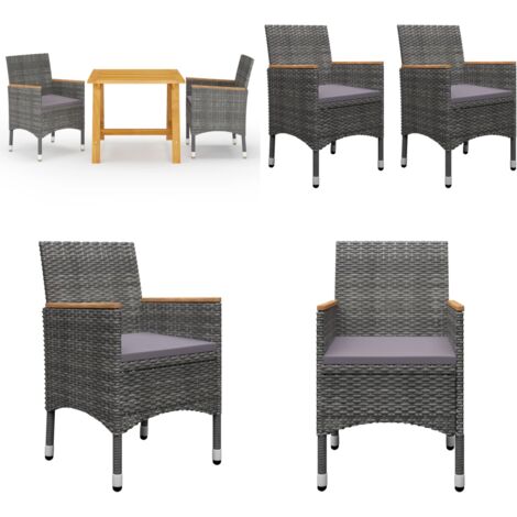 Juego de comedor de jardín de 3 piezas gris - Comedor de jardín - Mesa ...