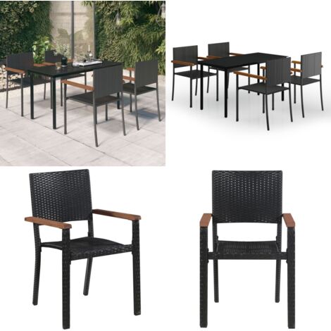 Juego de comedor de jardín 5 piezas negro - Mesa y sillas para jardín - Comedor exterior