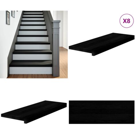 Peldaños de escalera 8 uds madera maciza roble marrón oscuro - Peldaños de escalera - Madera maciza