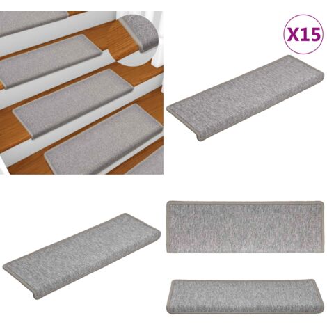 Alfombrillas para escaleras 15 unidades 65x21x4 cm Gris claro Borde rectangular - Alfombras antideslizantes - Alfombras para escaleras 15 unidades