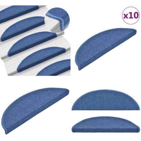 Alfombrillas para escaleras 10 unidades 56x17x3 cm Azul Semicircular - Alfombrillas azules - Alfombrillas semicirculares