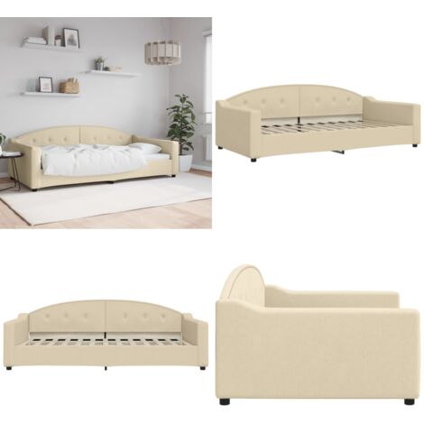 Sofá cama sin colchón tela crema 100x200 cm - Sofá cama sin colchón - Sofá cama crema