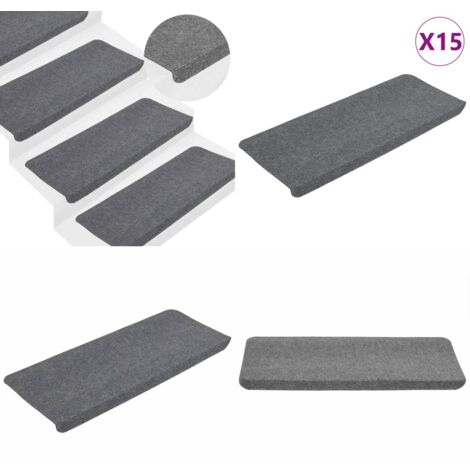 Alfombrilla autoadhesiva de escalera 15 uds gris 65x24,5x3,5 cm - Alfombra autoadhesiva - Protección de escaleras