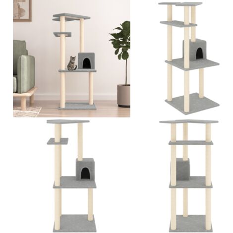 Rascador para gatos con postes de sisal gris claro 123 cm - Postes de sisal - Gato