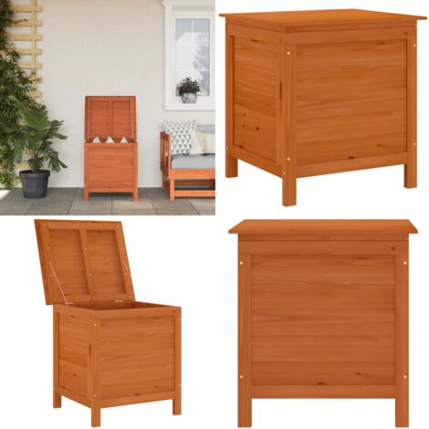 Arcón de jardín madera maciza abeto marrón 50x49x56,5 cm - Almacenamiento exterior - Cojines de jardín