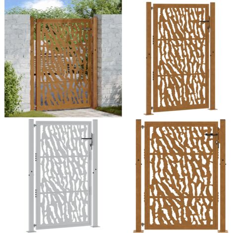 Puerta de jardín 100x150 cm de acero corten con diseño de trazos - Acero corten - Puerta de seguridad
