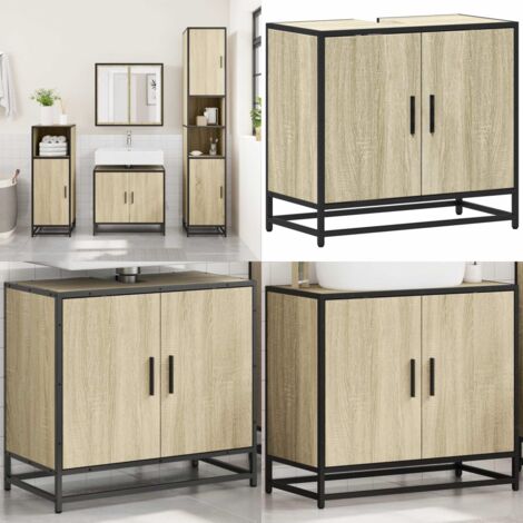 Mueble de lavabo de baño roble Sonoma 65x33x60 cm madera de ingeniería - Lavabo - Madera de ingeniería
