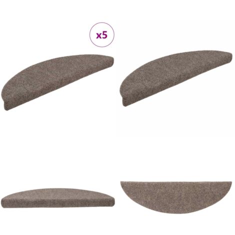 Felpudos autoadhesivos para escaleras, 5 unidades, beige, semicirculares, 56 x 17 x 3 cm - Tapetes para escaleras - Alfombra antideslizante