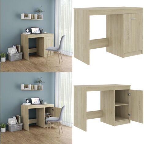 Escritorio madera contrachapada color roble Sonoma 100x50x76 cm - Escritorio roble Sonoma - Escritorio moderno