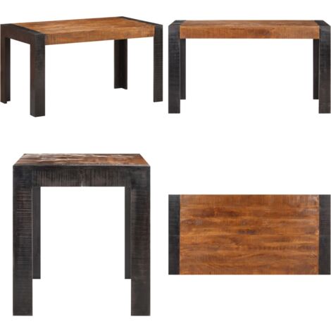 Mesa de comedor de madera maciza de mango rugosa 140x70x76 cm - Mesa de comedor de mango rugoso - Mesa de comedor industrial