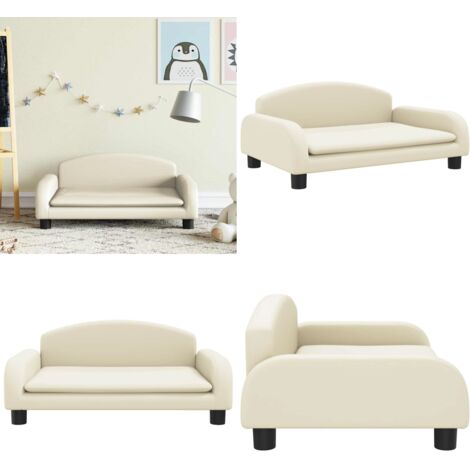 Sofá para niños de cuero sintético crema 70x45x30 cm - Sofá infantil - Sofá de cuero sintético