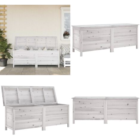 Arcón de jardín madera maciza abeto blanco 150x50x56,5 cm - Almacenamiento exterior - Cojines de jardín