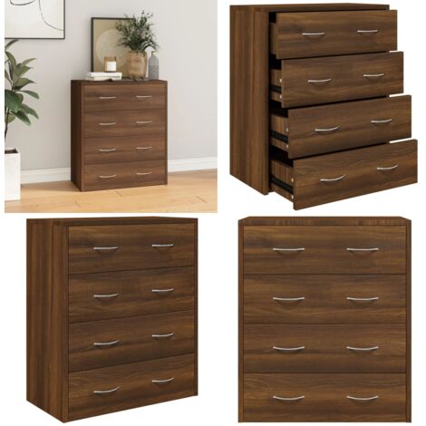 Aparador con 4 cajones roble marrón 60x30,5x71 cm - Almacenamiento - Muebles de madera