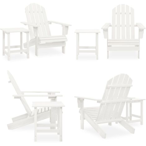 Silla con otomana y mesa jardín Adirondack macizo abeto blanco - Silla Adirondack - Mesa de jardín
