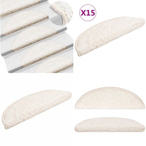 Tapetes para escaleras 15 uds 56x17x3 cm Blanco Semicircular - Alfombra para escaleras - Tapete para escaleras
