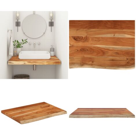 Encimera de baño rectangular madera maciza acacia 70x60x3,8 cm - Encimera de madera - Acacia