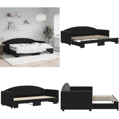 Sofá cama nido terciopelo negro 80x200 cm - Sofá cama nido - Sofá cama 2 en 1