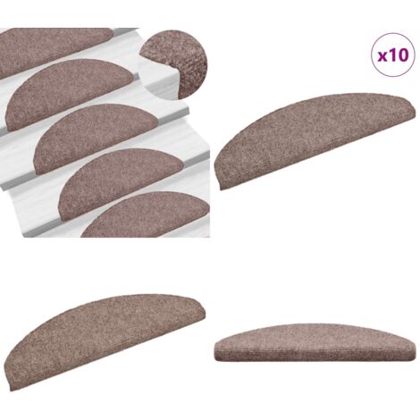 Felpudos autoadhesivos para escaleras, 10 unidades, 65 x 21 x 4 cm, marrón claro, semicirculares, grandes - Tapetes para escaleras - Alfombra antideslizante