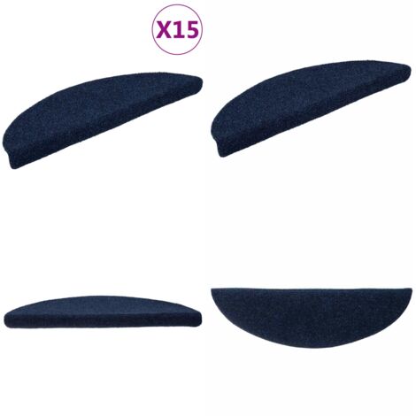 Felpudos autoadhesivos para escaleras, 15 unidades, 56 x 17 x 3 cm, color azul marino, semicirculares - Tapete para escaleras - Felpudo autoadhesivo