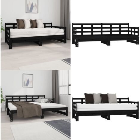 Sofá cama extraíble sin colchón negro 2x(90x190) cm - Sofá cama extraíble - Sofá cama sin colchón