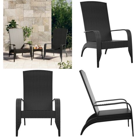Silla de jardín Adirondack de ratán sintético negro - Silla Adirondack - Ratán sintético
