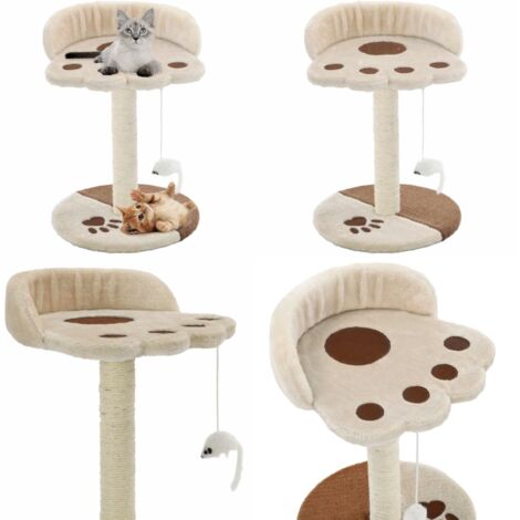 Rascador para gatos con poste de sisal 40 cm beige y marrón - Poste para gatos - Poste de sisal