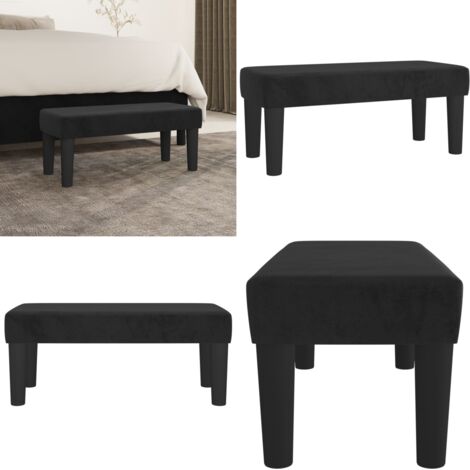 Banco de terciopelo negro 70x30x30 cm - Banco negro - Banco multifuncional
