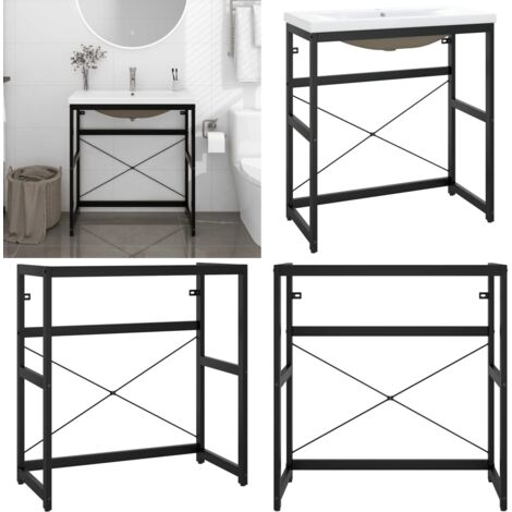 Estructura de baño con lavabo incorporado hierro negro - Lavabo empotrado - Lavabo de cerámica
