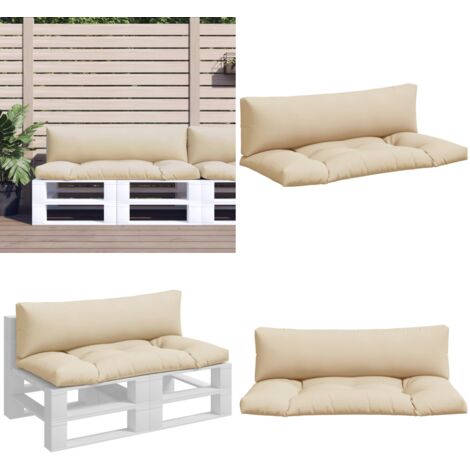 Cojines para palets 2 unidades tela beige - Cojín para jardín - Cojín para patio