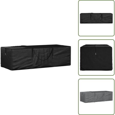 The Living Store Bolsa para cojines de jardín polietileno negro 135x40x55 cm - Bolsa para cojines