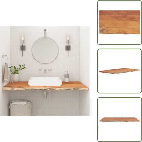 The Living Store Encimera de baño rectangular madera maciza acacia 110x60x2,5 cm - Madera maciza