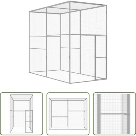 Jaula para gatos exteriores -  Jaula para gatos acero galvanizado 3x1,5x2,5 m