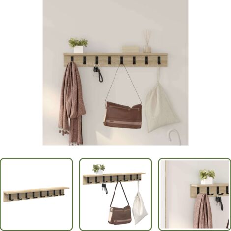 Perchero de madera -  Perchero de pared Roble Sonoma 80 x 10,5 x 10,5 cm