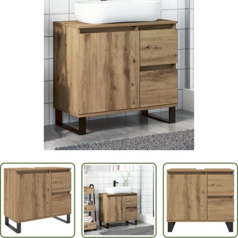 vidaXL Lavabo -  Mueble de lavabo madera de ingeniería roble artisan 65x33x60 cm