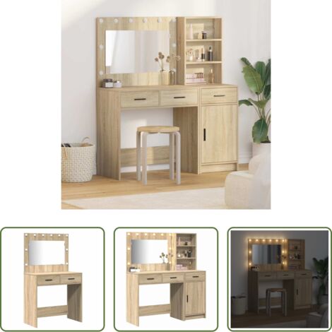 Cajón -  Mesa Tocador con cajón 2 pcs Marrón Madera de ingeniería