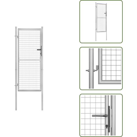 Puerta de jardín con bisagras - vidaXL Puerta de jardín de acero galvanizado 100 x 200 cm color plata - Puerta de jardín con cierre de alta resistencia
