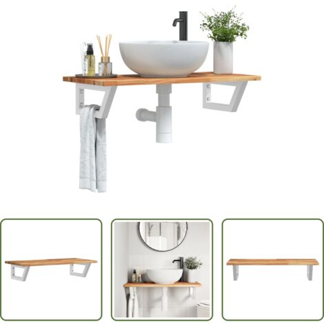 vidaXL Estante de lavabo - Estante de lavabo de pared acero y madera maciza de acacia