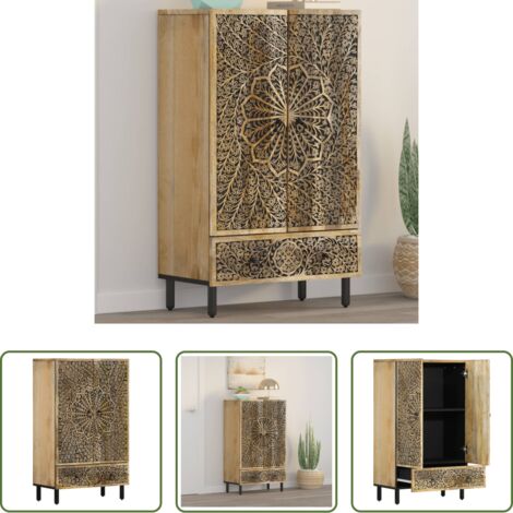 vidaXL Almacenamiento -  Aparador alto madera maciza de mango 60x33x100 cm