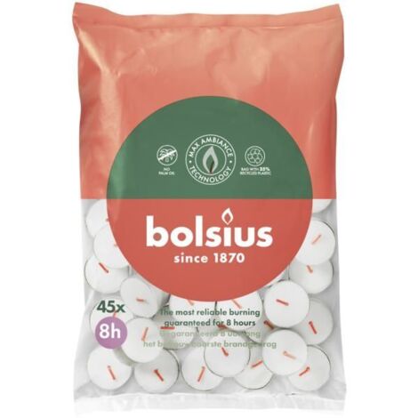 BOLSIUS velas de té sin perfume 38mm 8h 45uds.