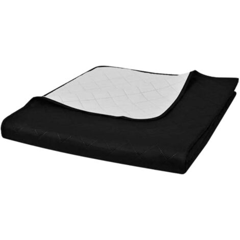 Colcha acolchada a doble cara negro blanco 170x210 cm vidaXL (1/4)