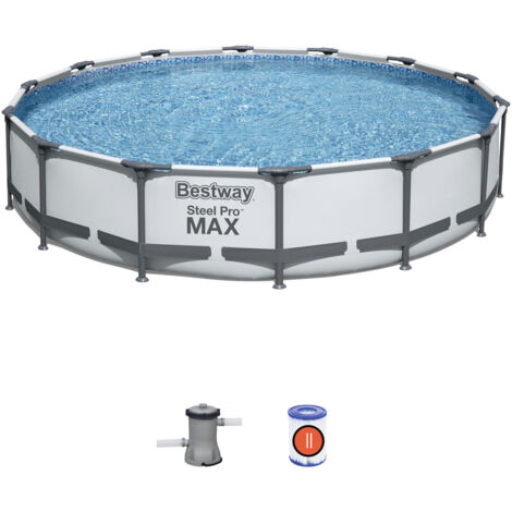 Bestway - Steel Pro MAX™ 14' x 33"/4.27m x 84cm Pool Set - DuraPlus™ y FrameLink System™ - Fácil instalación - Piscina desmontable, resistente y duradera (1/10)