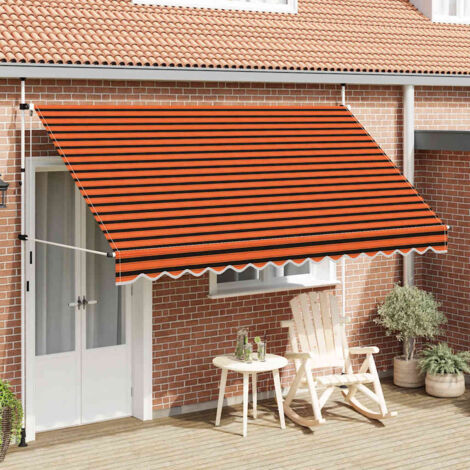 Toldo manual retráctil naranja y marrón 350 cm vidaXL