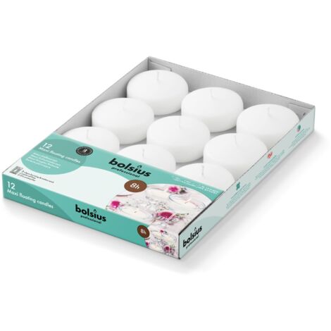 Velas flotantes BOLSIUS Maxi BOX 77/29 (8h) 12 piezas blancas (1/4)