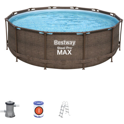 Piscina Desmontable Tubular Bestway Steel Pro Max Diseño Rattan 366x100 cm Depuradora de cartucho de 2.006 L/H (1/5)